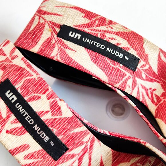 United Nude Mobius Slides Wedge Sandals Red Cream Tropical Print Size 37 / 6.5 - Picture 9 of 12